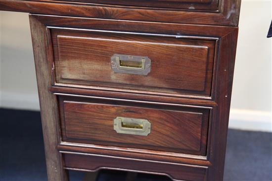 A Chinese hardwood twin pedestal desk, W.153cm D.67cm